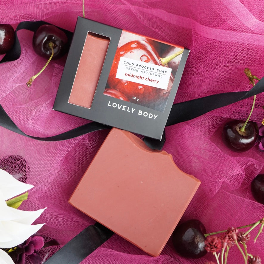 Midnight Cherry Cold Process Soap - NEW Spring Scent - Black Cherry, Raspberry, Vanilla, Sandalwood