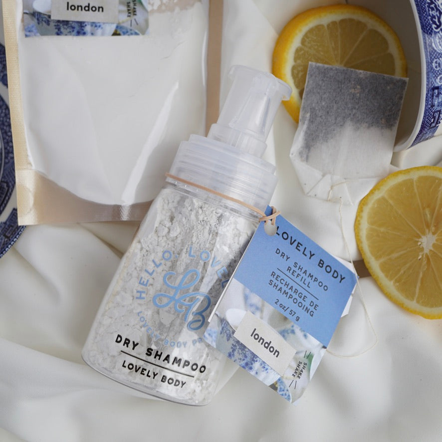 London Dry Shampoo Refills & Bottles - NEW Black Tea, Bergamot, Lemon Peel, Lavender