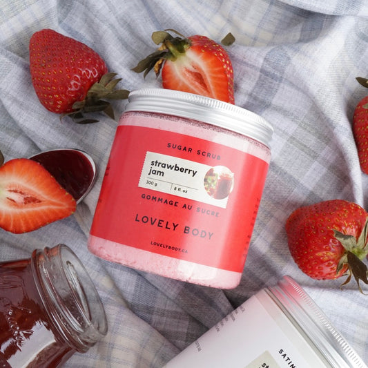 Strawberry Jam Sugar Scrub - NEW Scent - Jammy Strawberry, Warm Vanilla