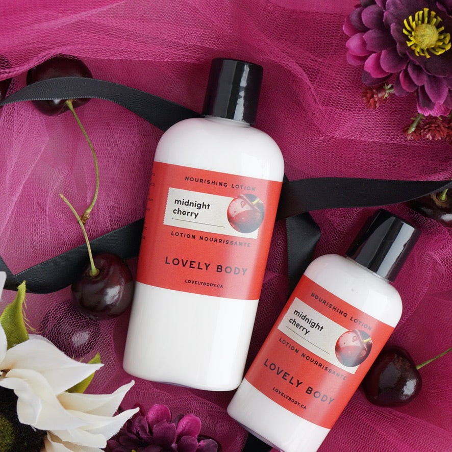 Midnight Cherry Nourishing Lotion - NEW Scent for Spring - Black Cherry, Raspberry, Vanilla, Sandalwood
