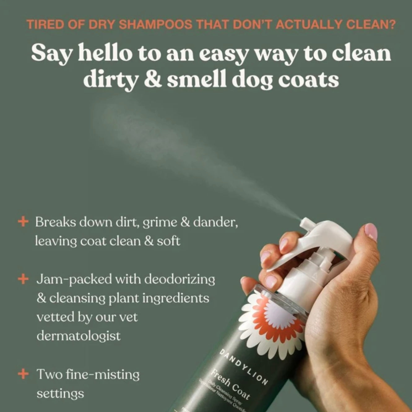 Fresh Coat Daily Cleansing Spray | Waterless No-Rinse Cleanser for Dogs by DandyLion