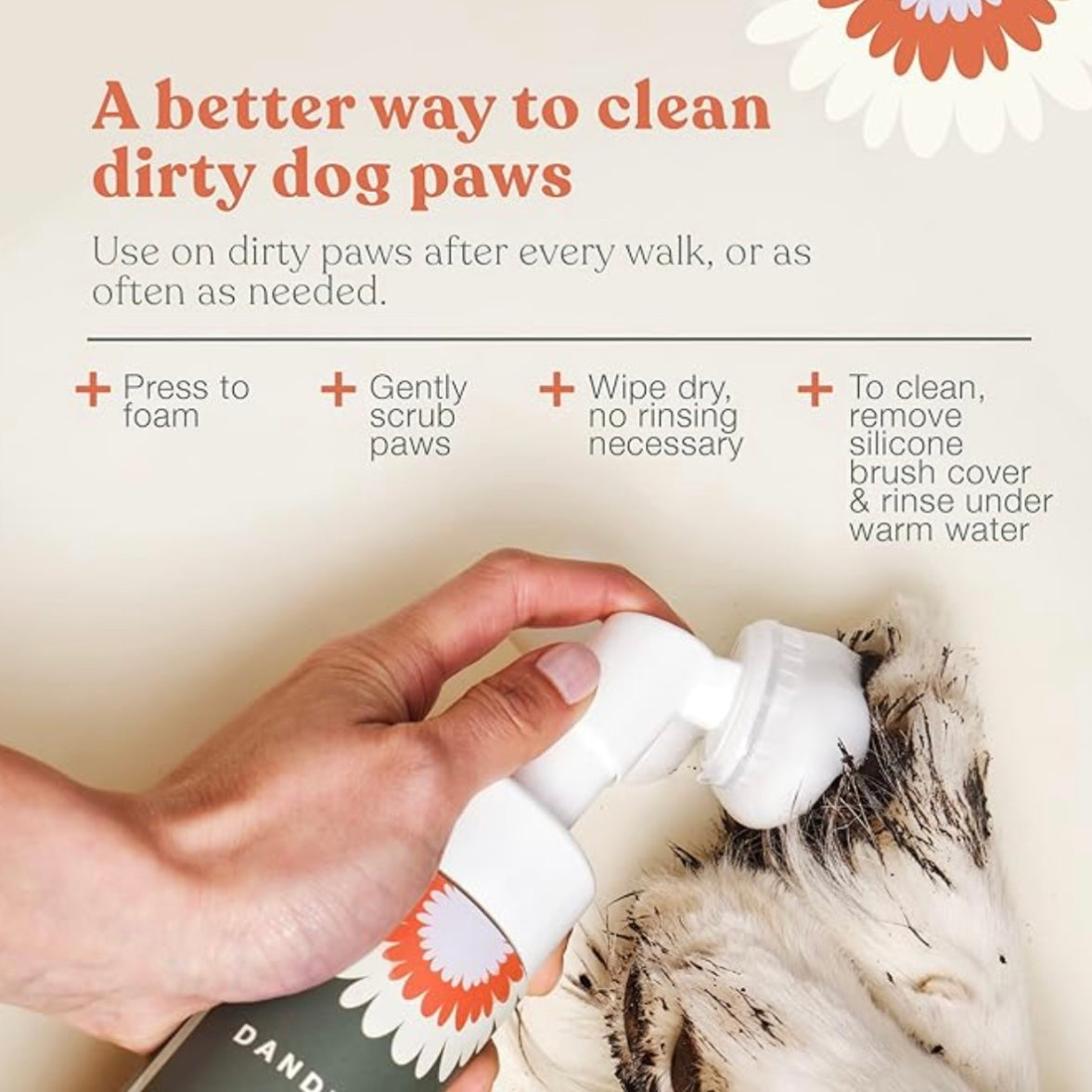 Clean Paws No-Rinse Foaming Cleanser for Dog Paws by DandyLion