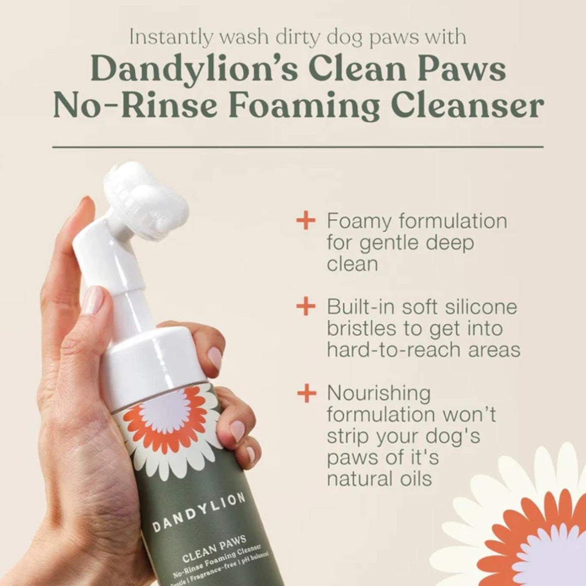 Clean Paws No-Rinse Foaming Cleanser for Dog Paws by DandyLion