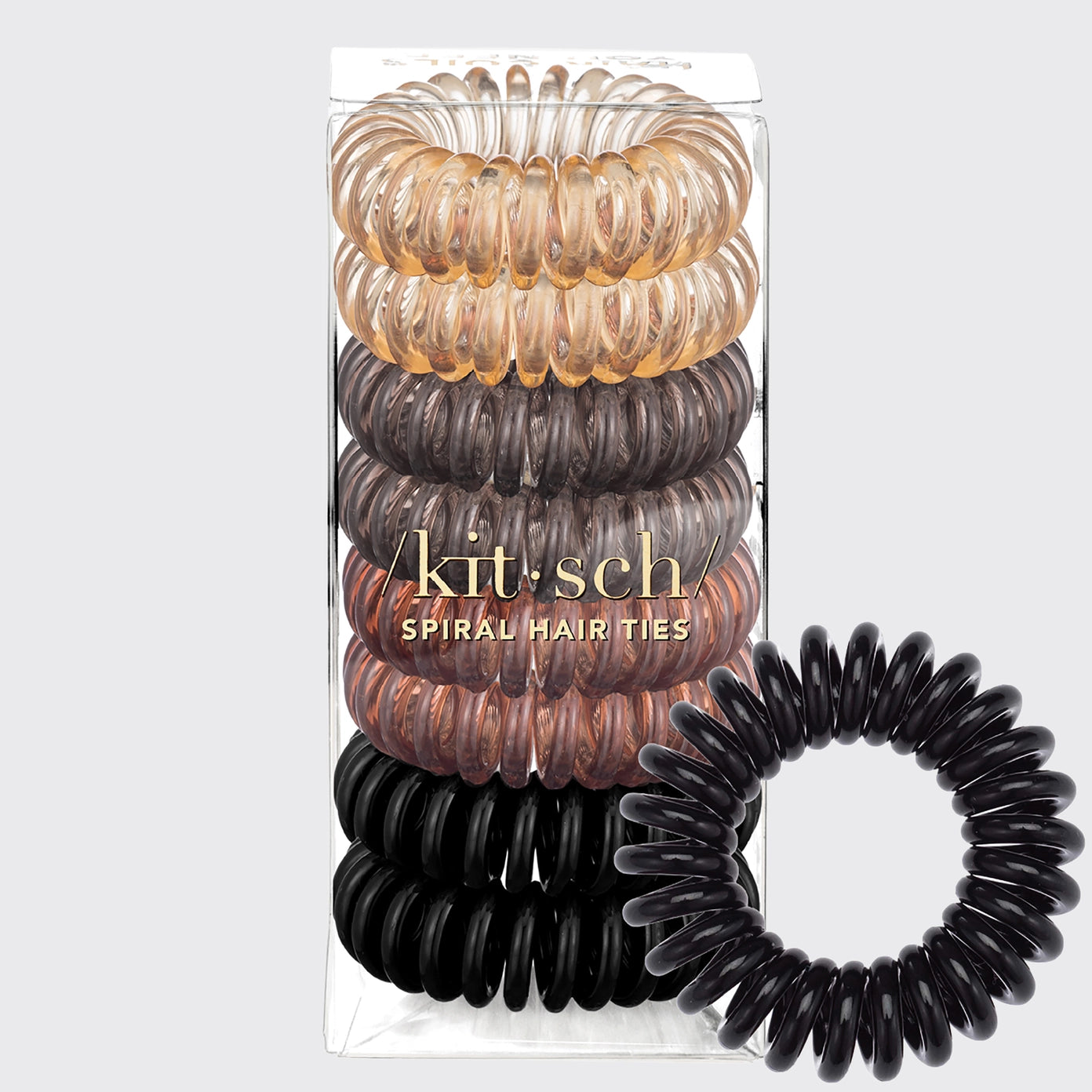Spiral Hair Ties 8 Pack Brunette