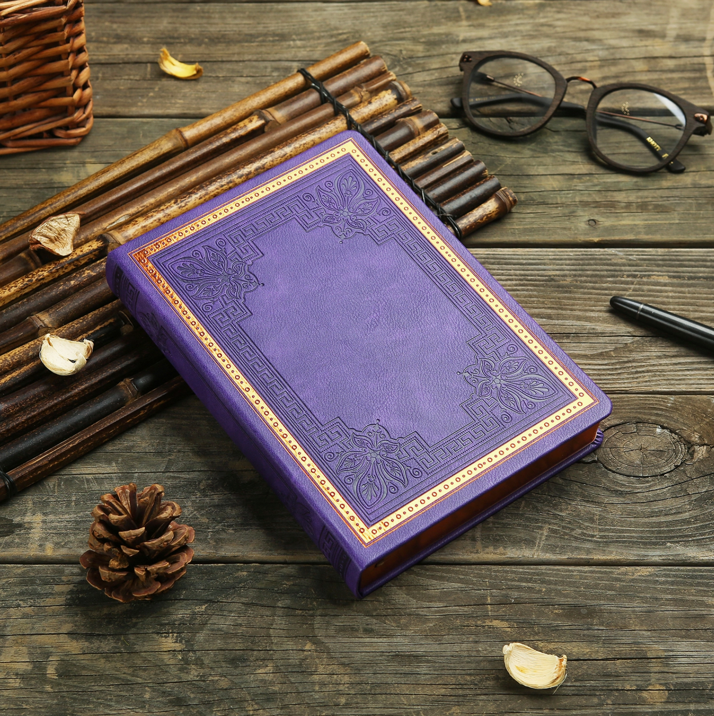 Vintage Style Diary - Gilded Edge Vegan Leather Journal Designed in Canada