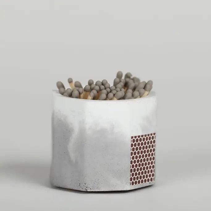 Concrete Match Holder with Matches and Striker