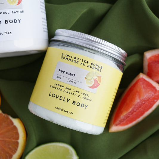 Key West 2-in-1 Emulsifying Butter Scrub - NEW Lemon and Lime Zest, Crushed Pineapple, Tonka