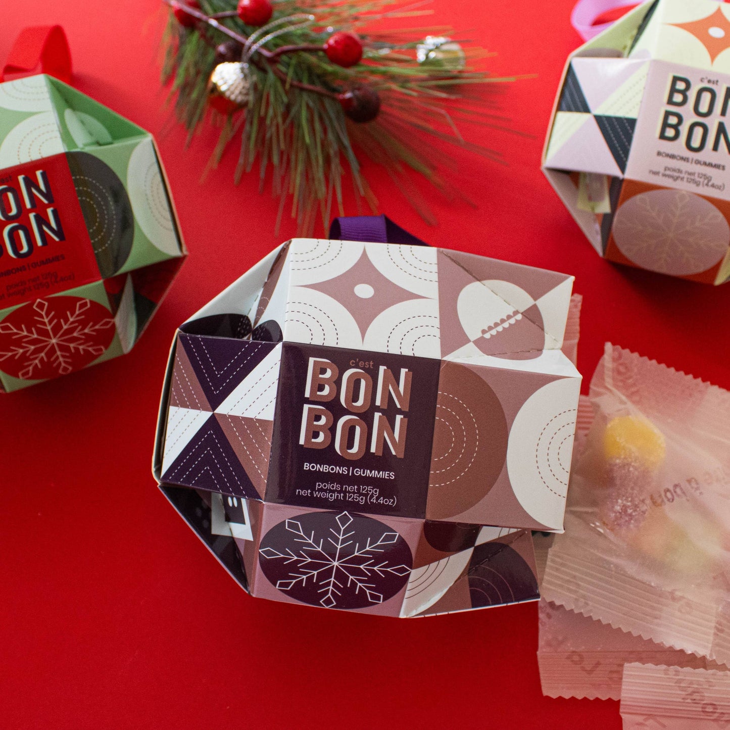 Bon Bon Christmas Ornaments - 5 bags of Gummy Candy inside!