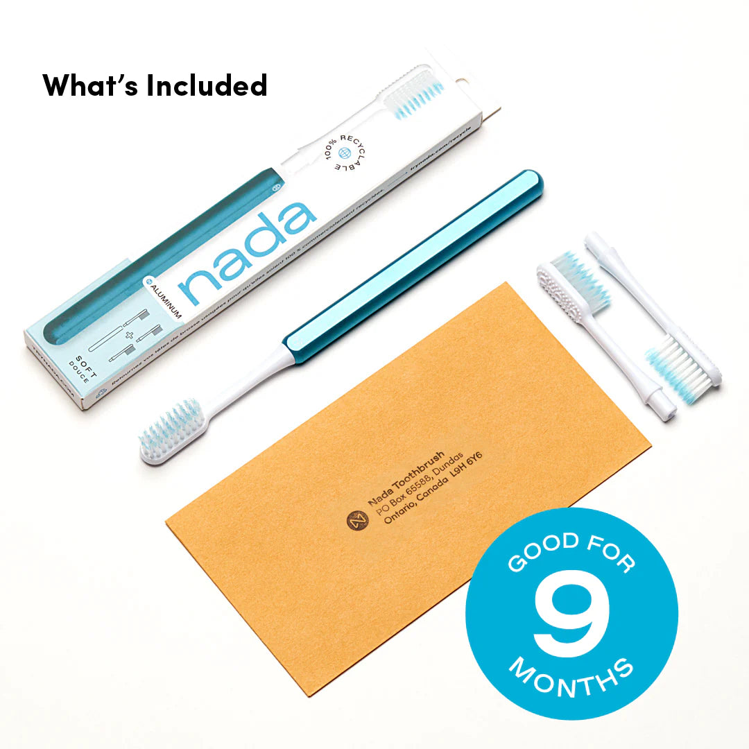 Eco Friendly Toothbrushes by Nada - Includes 2 Replacement Heads