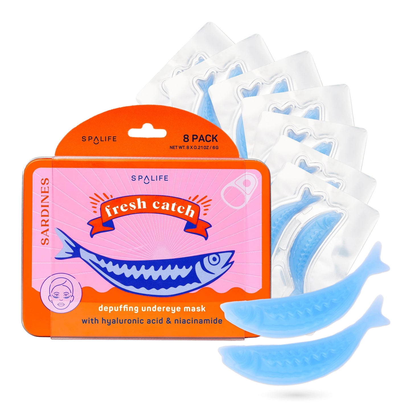 Fresh Catch De-Puffing Under Eye Masks - 8 Pairs (Sardine Shaped)
