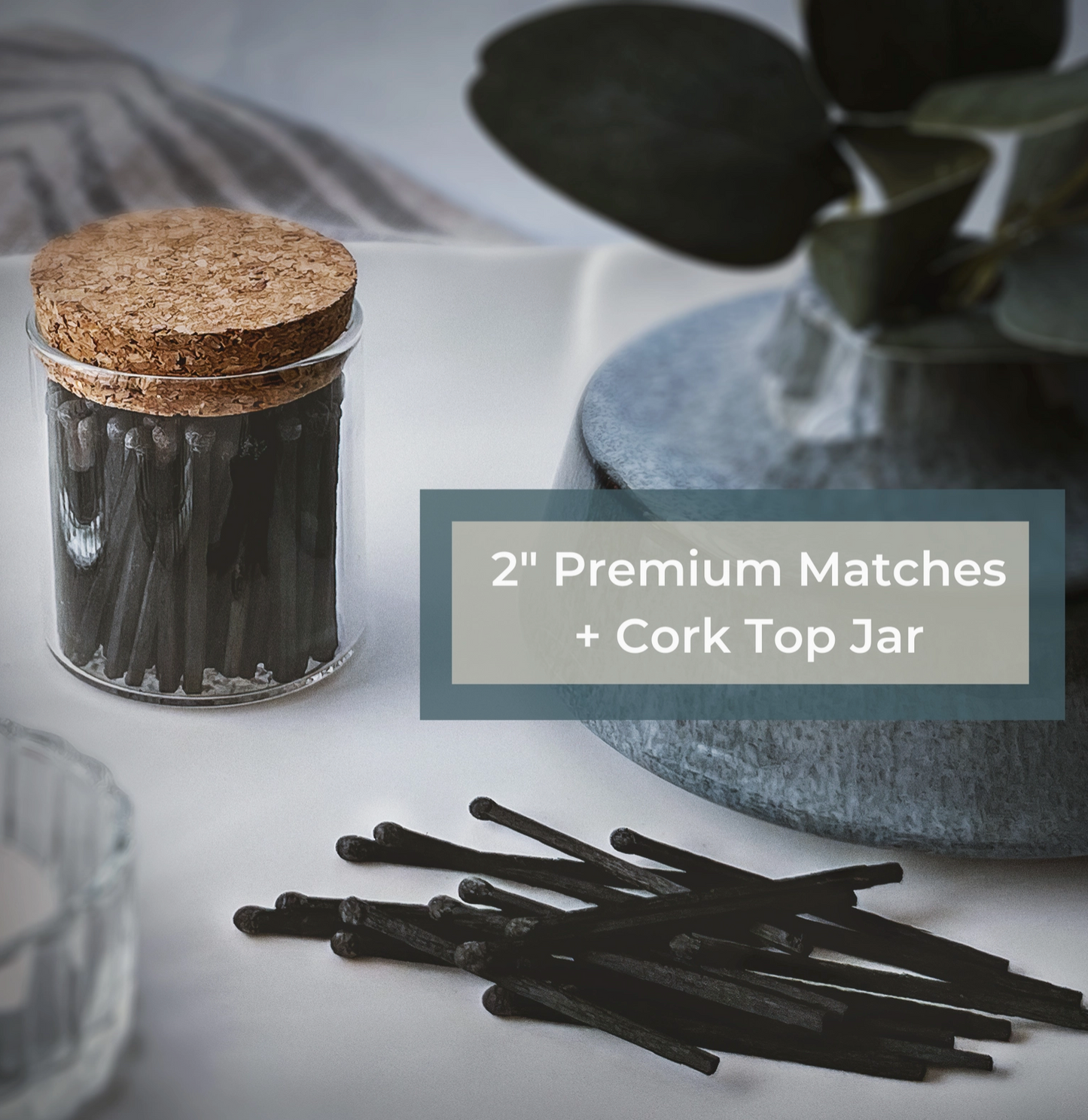 2" Colourful Wooden Matches in Cork Top Glass Jar