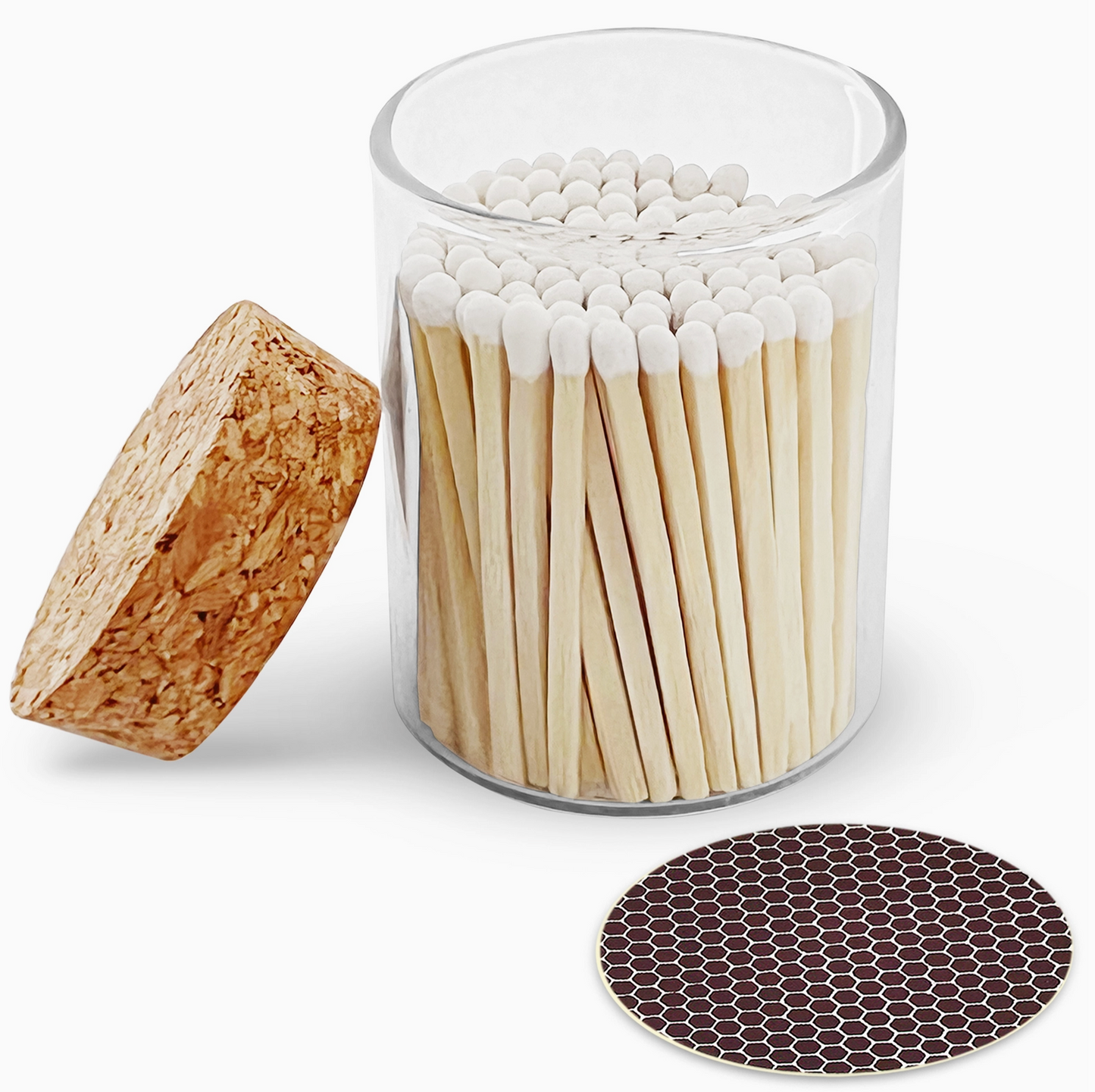 2" Colourful Wooden Matches in Cork Top Glass Jar