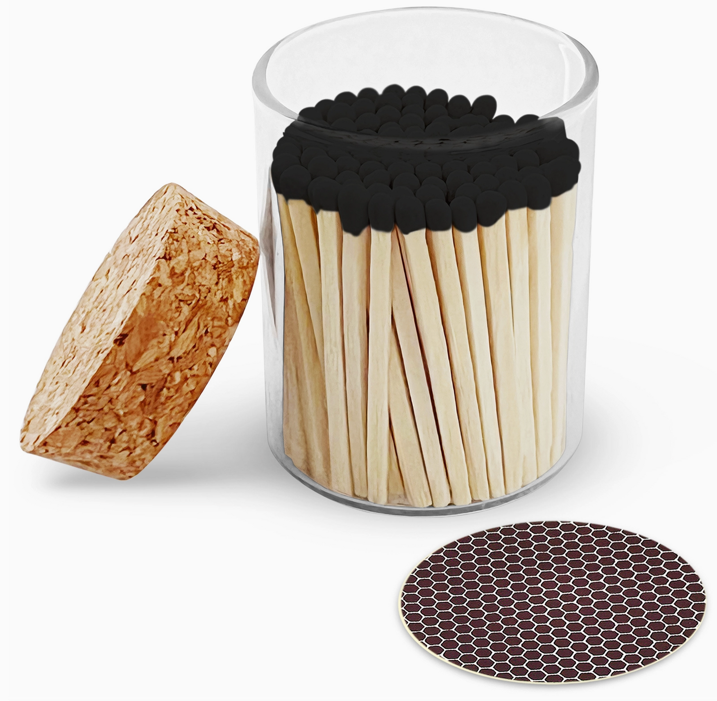 2" Colourful Wooden Matches in Cork Top Glass Jar