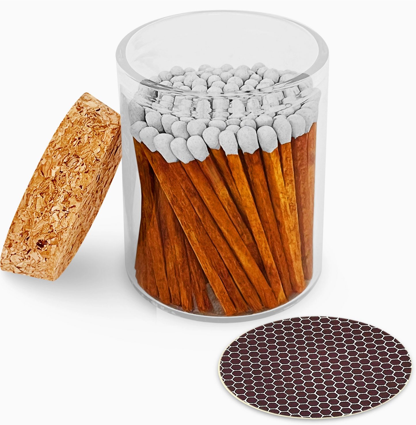 2" Colourful Wooden Matches in Cork Top Glass Jar
