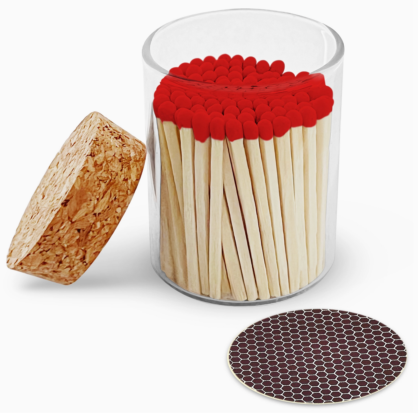 2" Colourful Wooden Matches in Cork Top Glass Jar