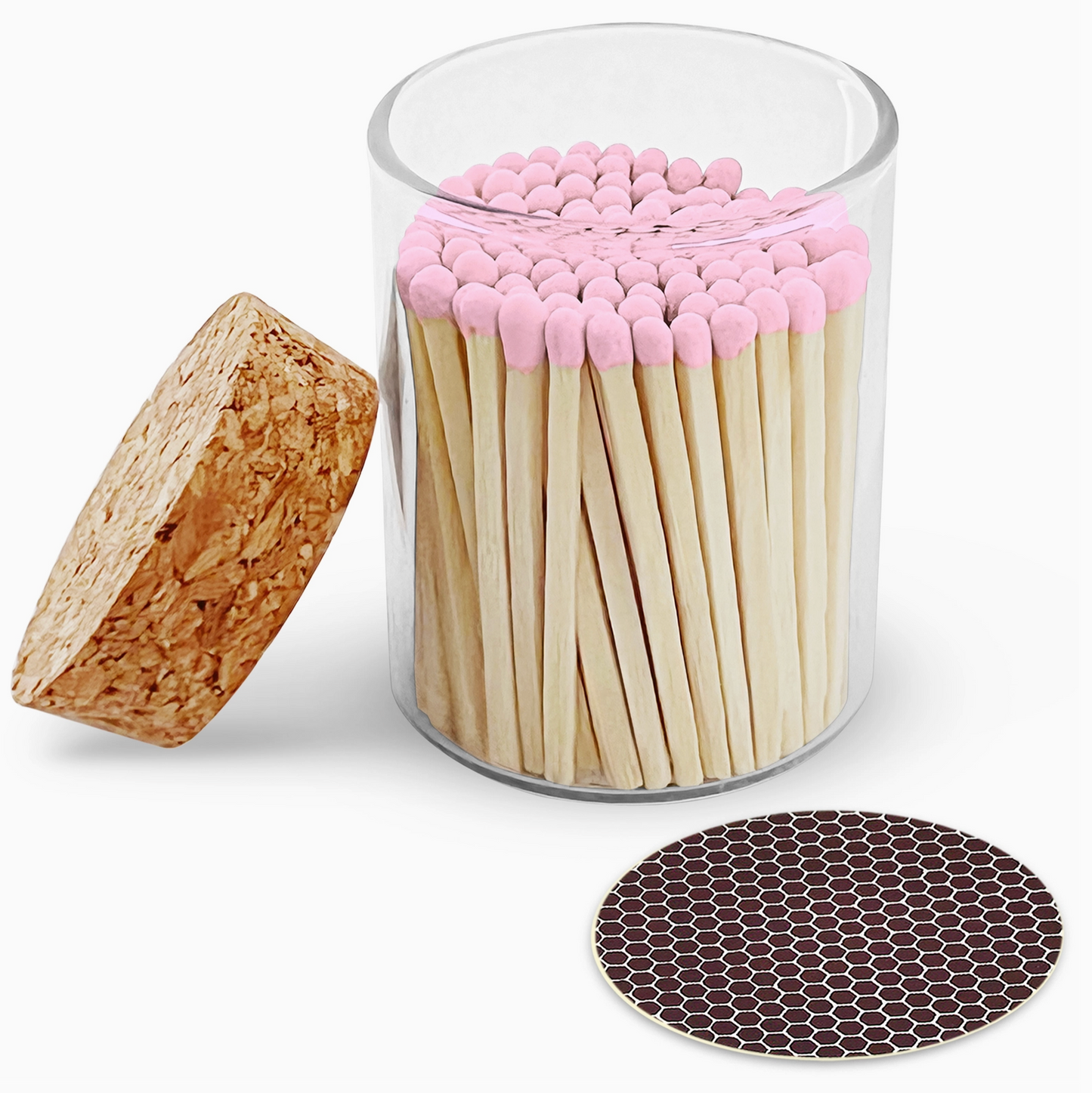 2" Colourful Wooden Matches in Cork Top Glass Jar