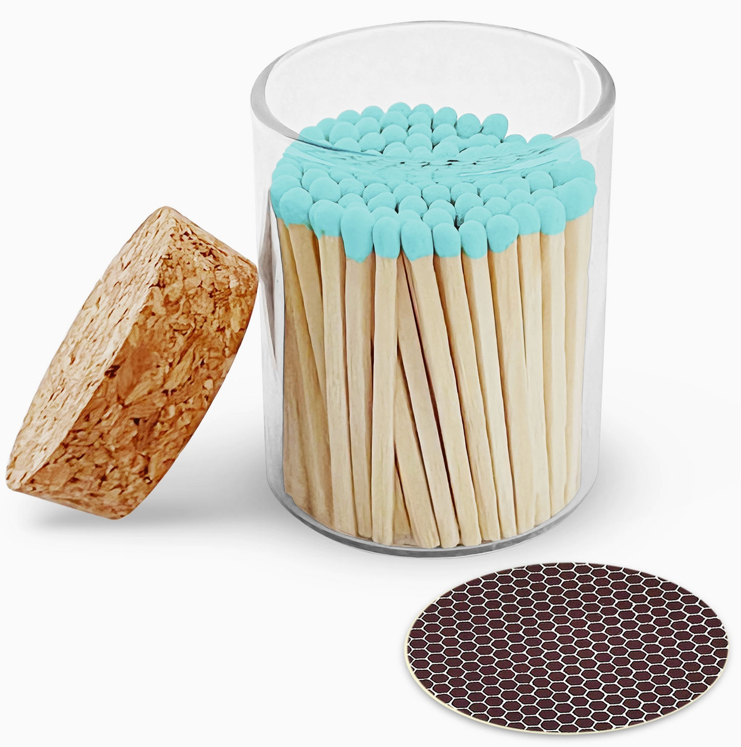 2" Colourful Wooden Matches in Cork Top Glass Jar