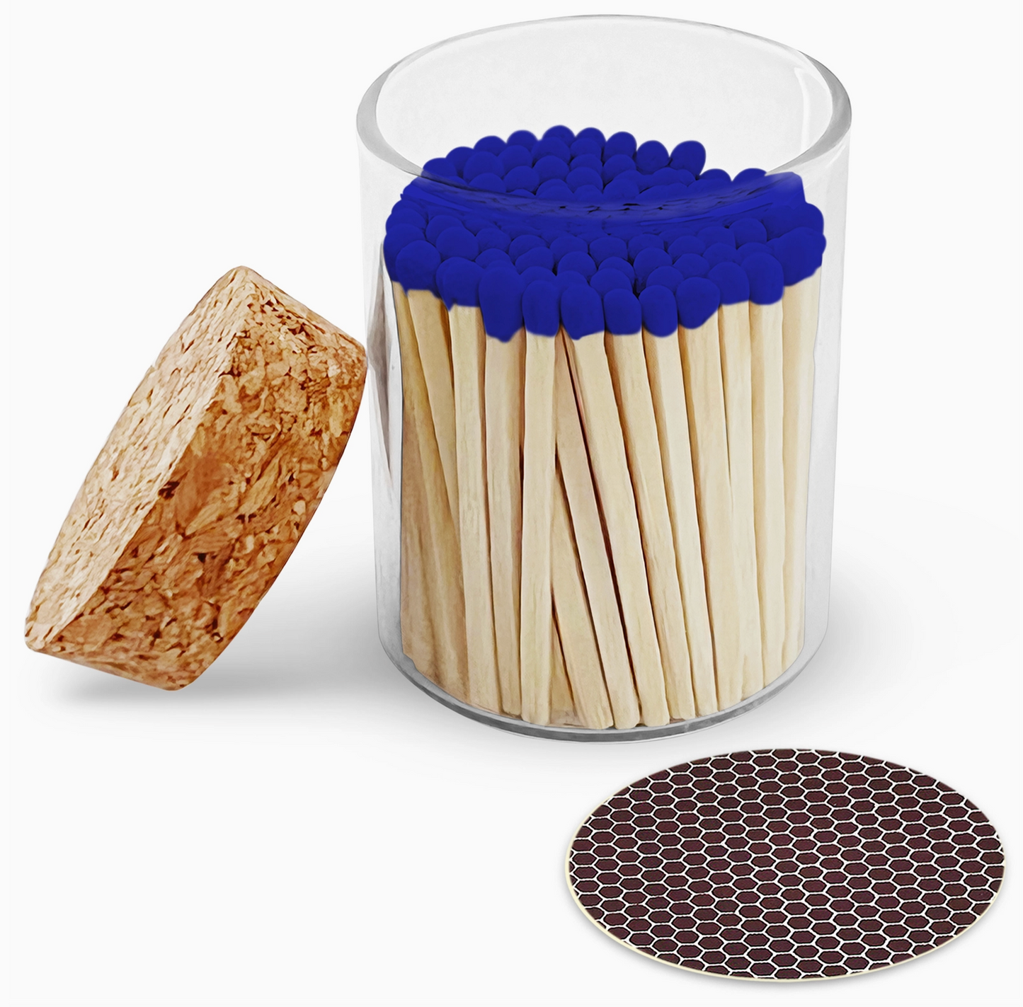 2" Colourful Wooden Matches in Cork Top Glass Jar