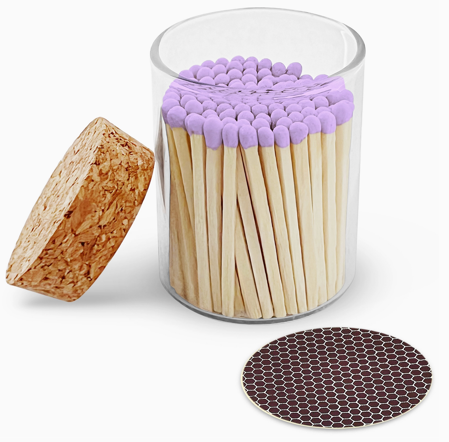 2" Colourful Wooden Matches in Cork Top Glass Jar