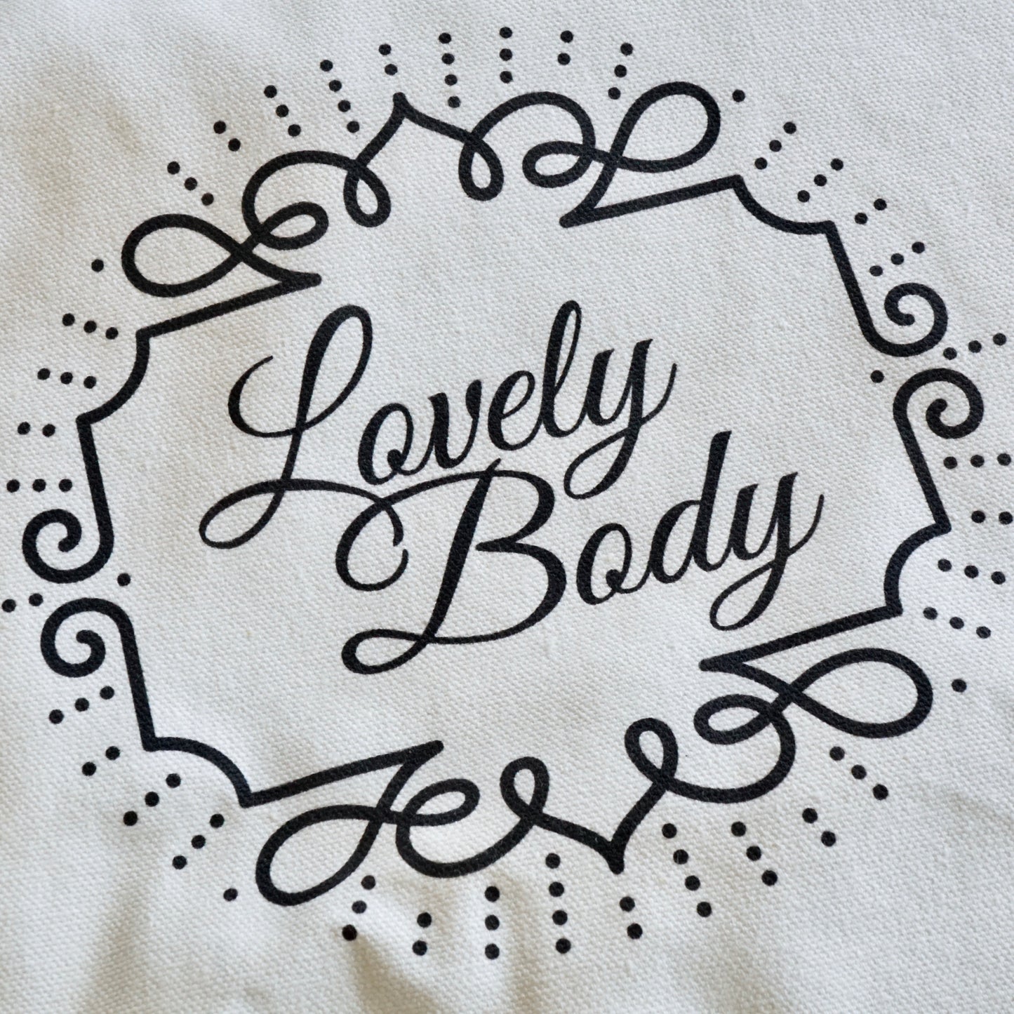 Lovely Body Cotton Tote Bag - Black and White