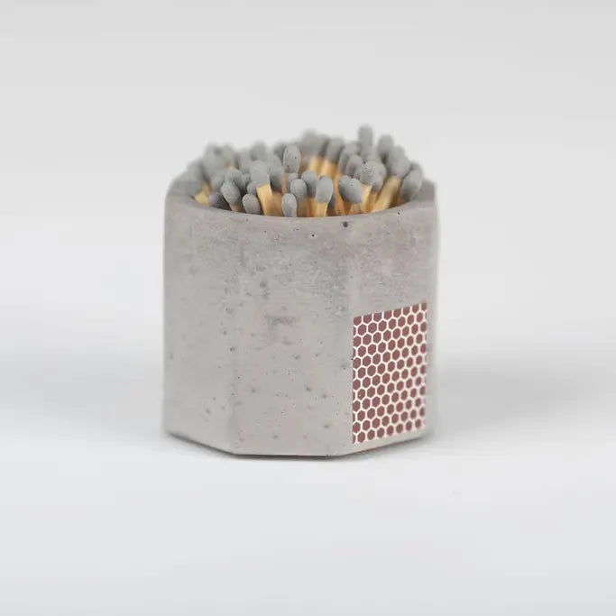 Concrete Match Holder with Matches and Striker