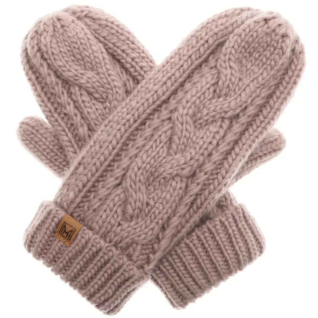 Cozy Cable-Knit Fleece Lined Mittens