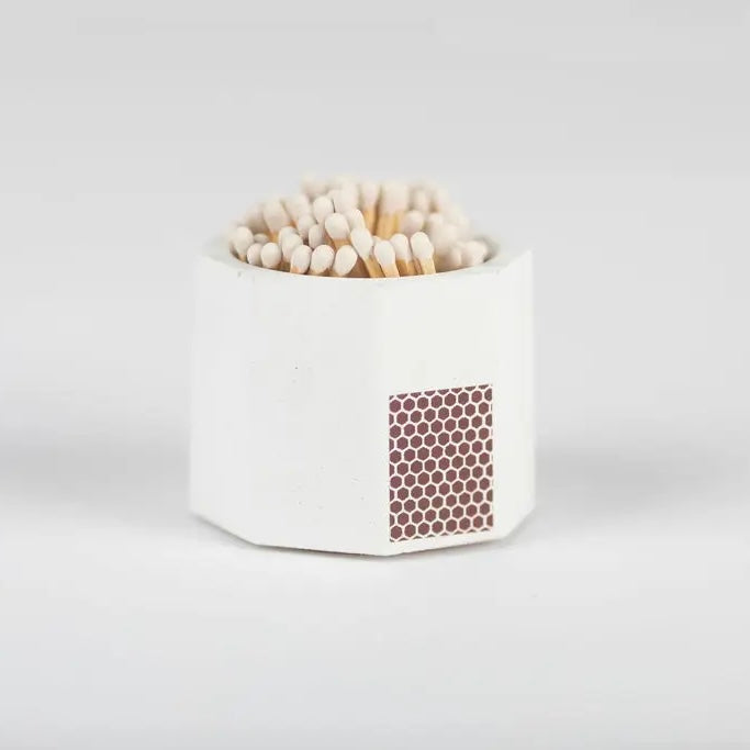 Concrete Match Holder with Matches and Striker