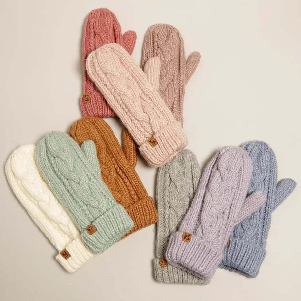Cozy Cable-Knit Fleece Lined Mittens