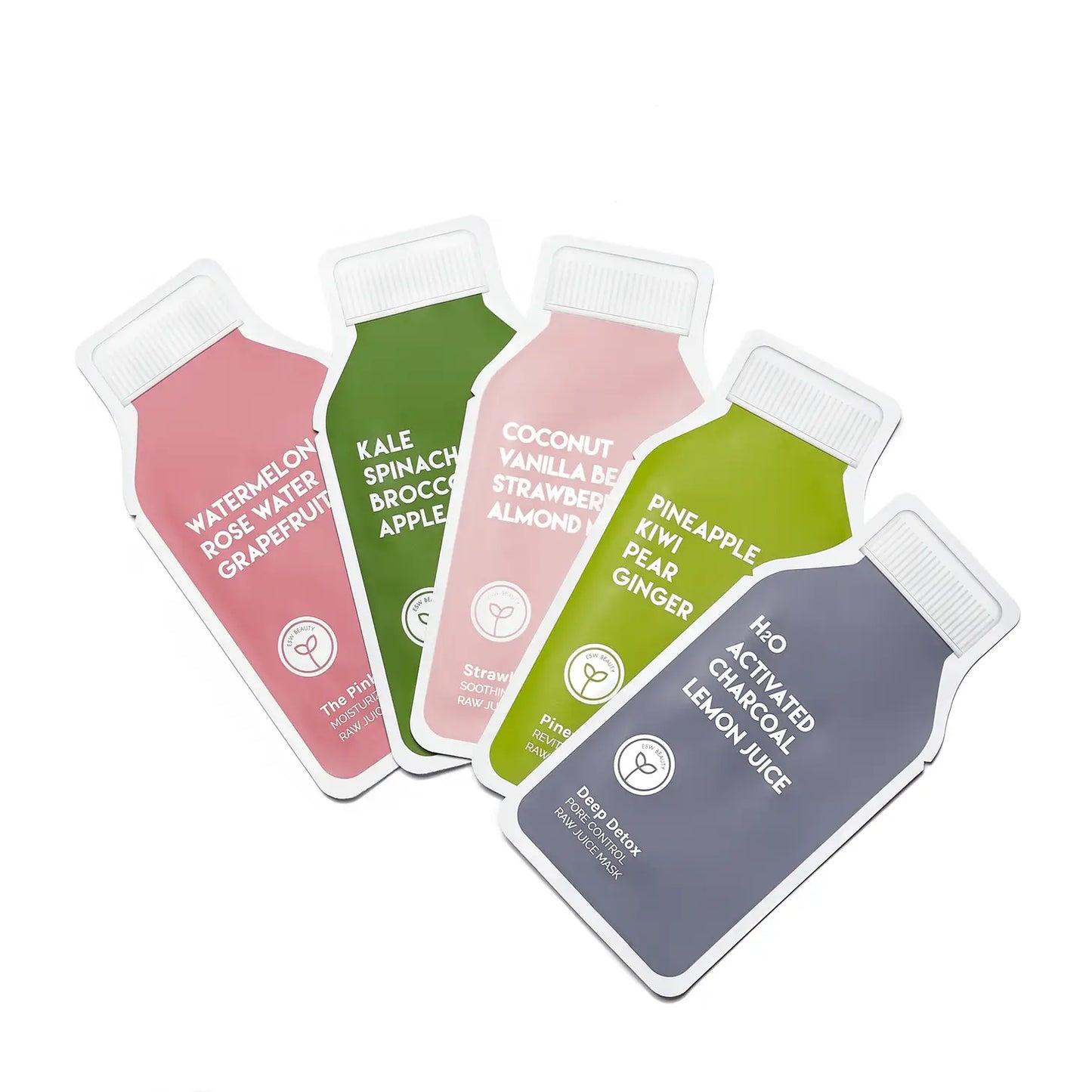 Raw Juice Cleanse Mask Set - Gift Box Set of 5 Facial Sheet Masks